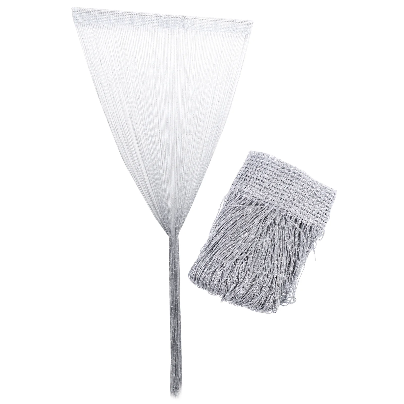 

2pcs Silver Wire Curtain Bright String Curtains For Doorways Room Divider Door String Curtain Divider Hallway Wall Window Party