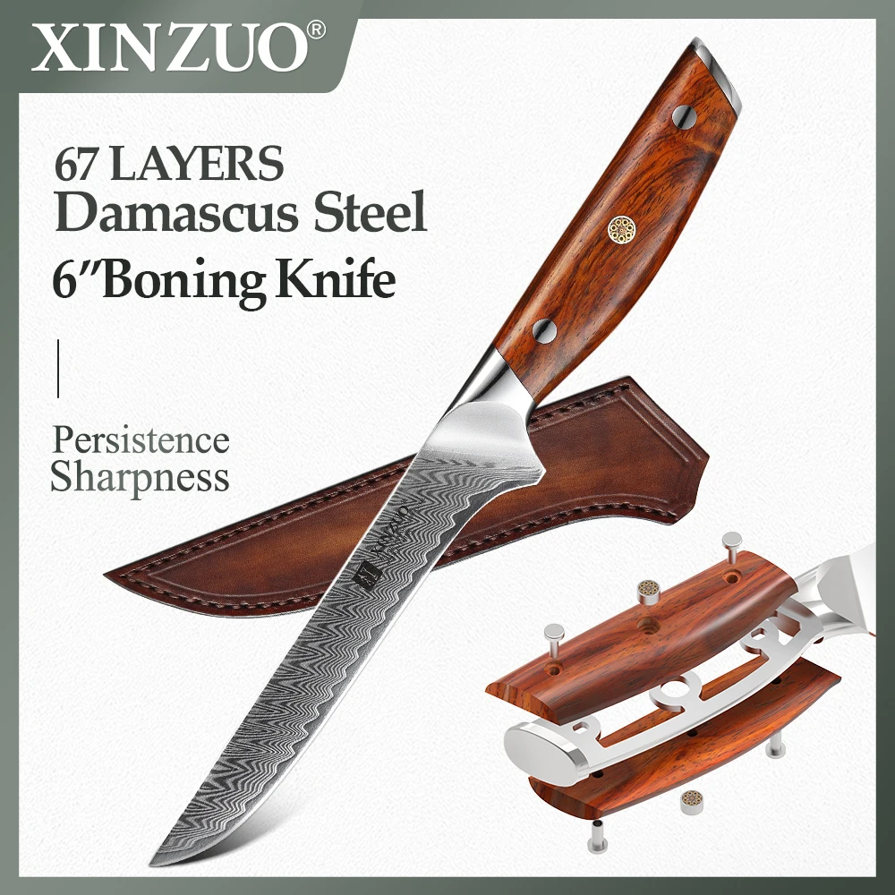 XINZUO 6'' Inch Boning Knife Damascus Steel Professional Kitchen Knife Japan Style High Quality Boning Fillet Fish Knives