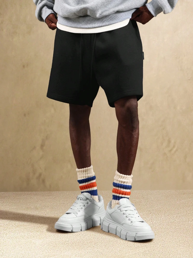 Men Letter Patched Drawstring Waist Shorts Casual Sweat Shorts Athleisure Workout Value Basic Everyday Summer