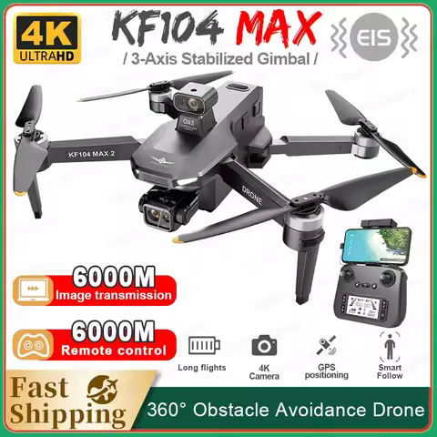 SJRC KF104 Max EIS 드론 4K 전문 3축 짐벌 장애물 회피 6KM 드론(카메라 접이식 RC 쿼드콥트 포함)