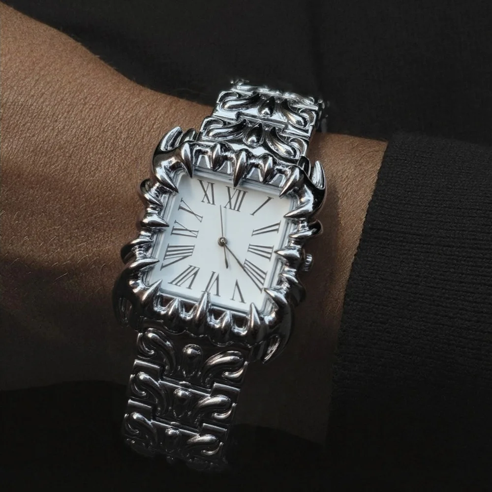 

Лучшие креативные уникальные квадратные ретро Y2k красные демонские когти дизайн кварцевые часы мужские Alabaster IndustriesDevil Claw часы мужские часы