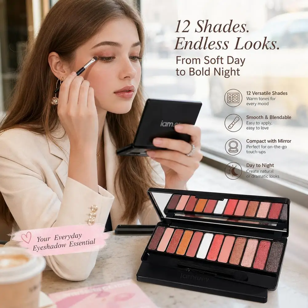 12 Color Highly Pigmented Eyeshadow Palette Long Lasting Easy Makeup Long Lasting Natural Colors Eye Makeup