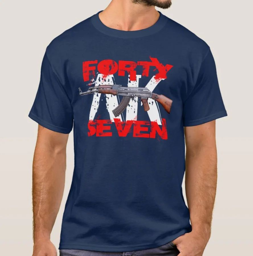 AK Forty Seven Letter Printed AK-47 Assault Rifle T-Shirt 100% Cotton O-Neck Summer Short Sleeve Casual Mens T-shirt Size S-3XL