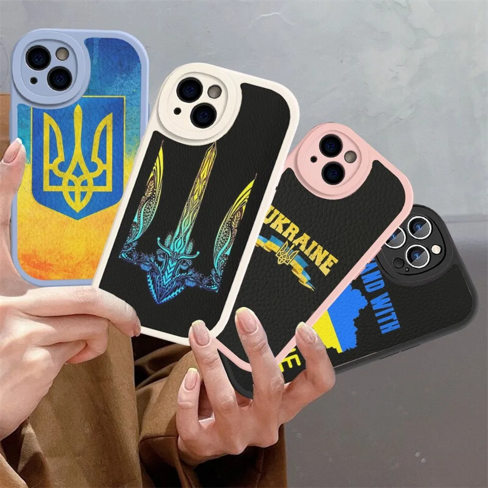 U-Ukraine Flag Phone Case Hard Leather For IPhone 16 15 14 13 12 Mini 11 14 Pro Max Xs X Xr 7 8 Plus Fundas