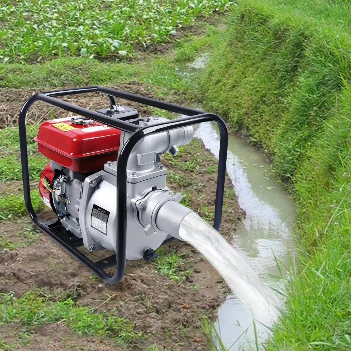 Irrigation Water Pump, 3 Inch Water Pump 7.5HP Fuel Engine Self Priming Pump, High Flow for Agricultural Farm Water Transfer