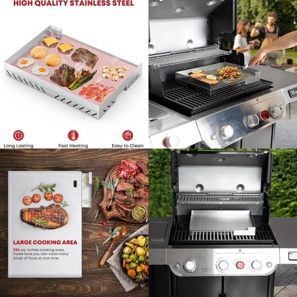 

Сковорода-гриль из нержавеющей стали Even Heat для угольных или газовых грилей, кемпинга, пикников и вечеринок - 18 x 12.5