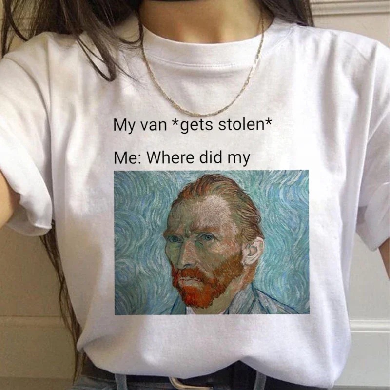 90s Vintage Tshirt Fashion Top Tees Female Vincent Van Gogh Harajuku Aesthetic T Shirts Women Oil Painting Ullzang Funny T-shirt