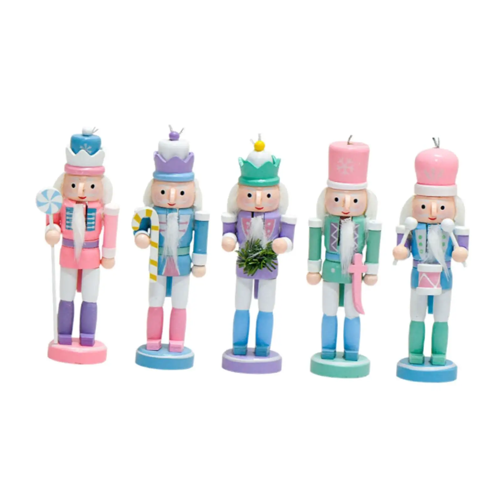 5x Christmas Nutcracker Figurines Sturdy Practical Christmas Ornaments Nutcracker Dolls for Home Workbench Bedroom Table Shelf
