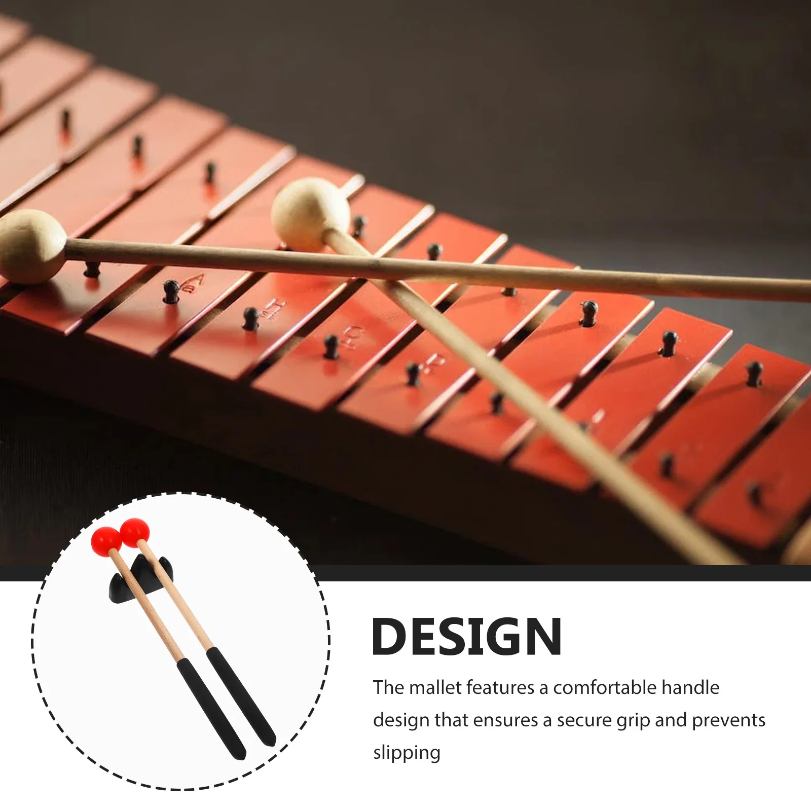 

Red Drumsticks Mallets Xylophone Lightweight Percussion Musical Instrument Rubber Accessory