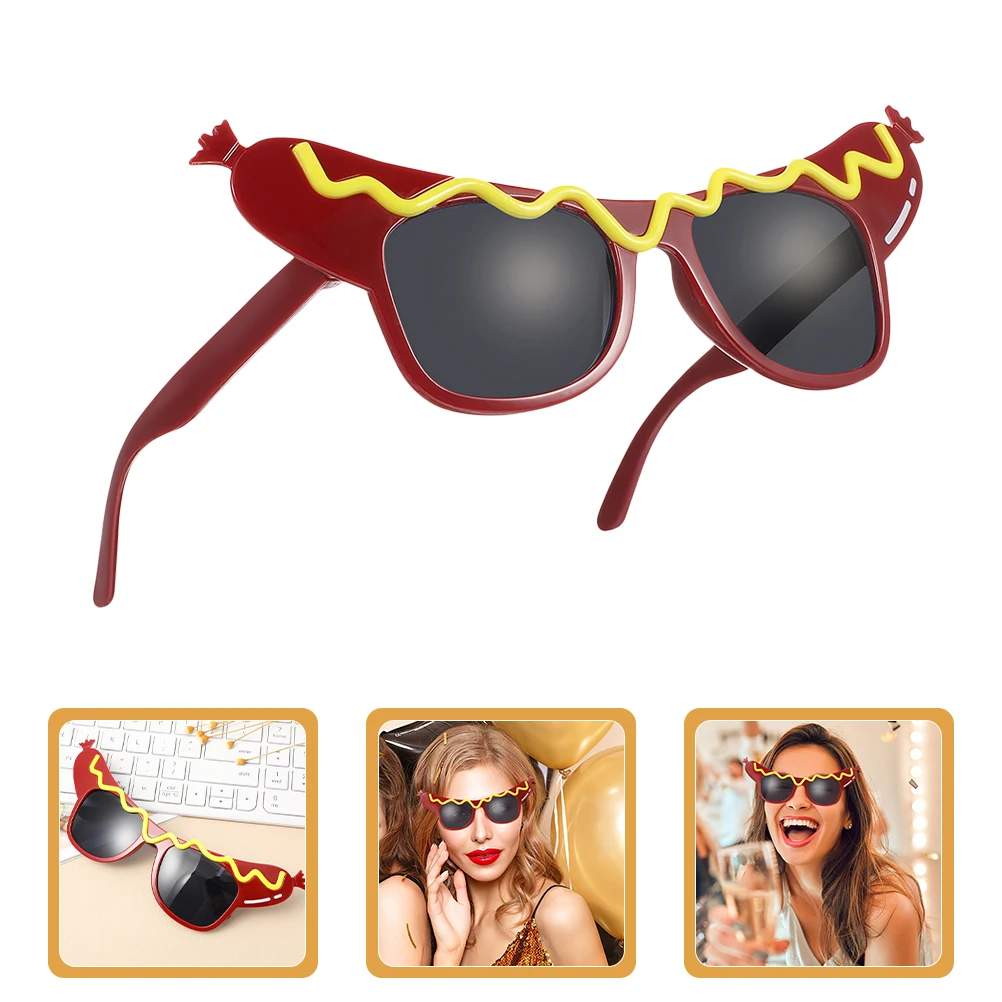 

4pcs Hot Dog Glasses Funky Carnival Eyeglasses Halloween Funny Party Eyewear Happy New Year Costume Sunglasses for Adults Kids