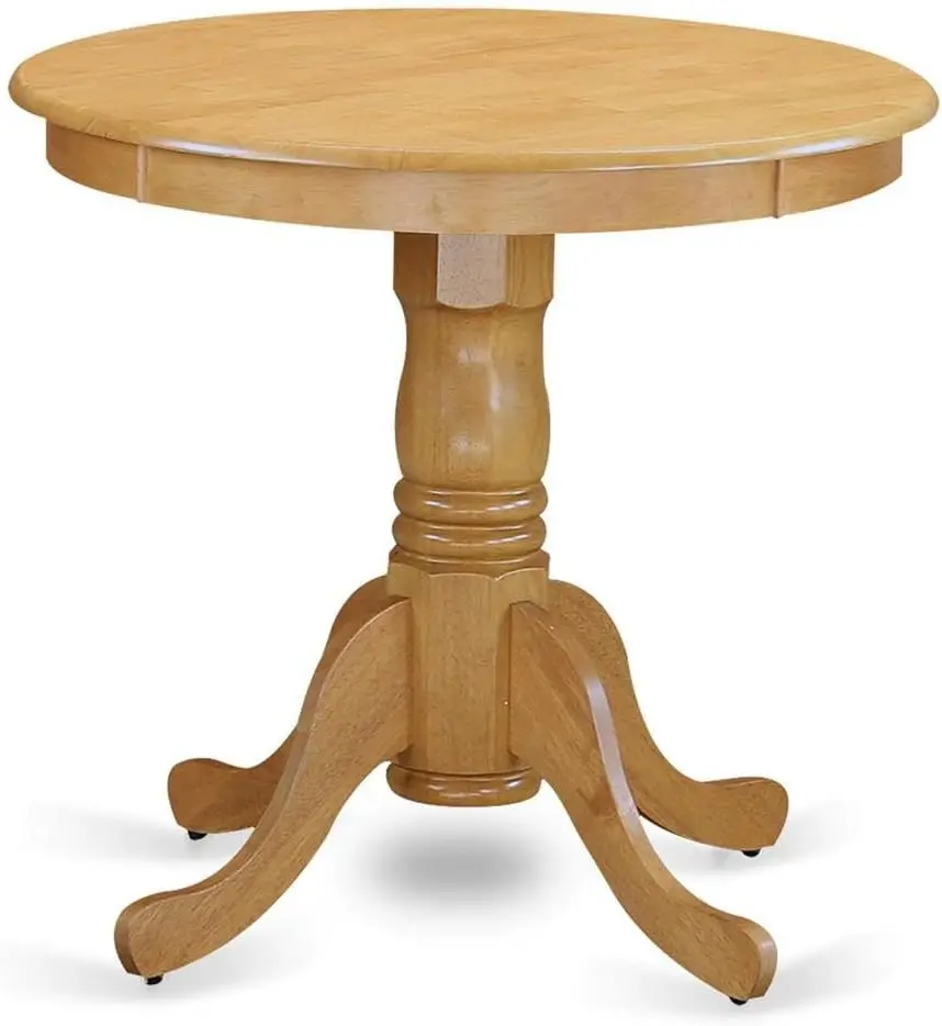 Room Table - a Round kitchen Table Top with Pedestal Base, 30x30 Inch, Oak