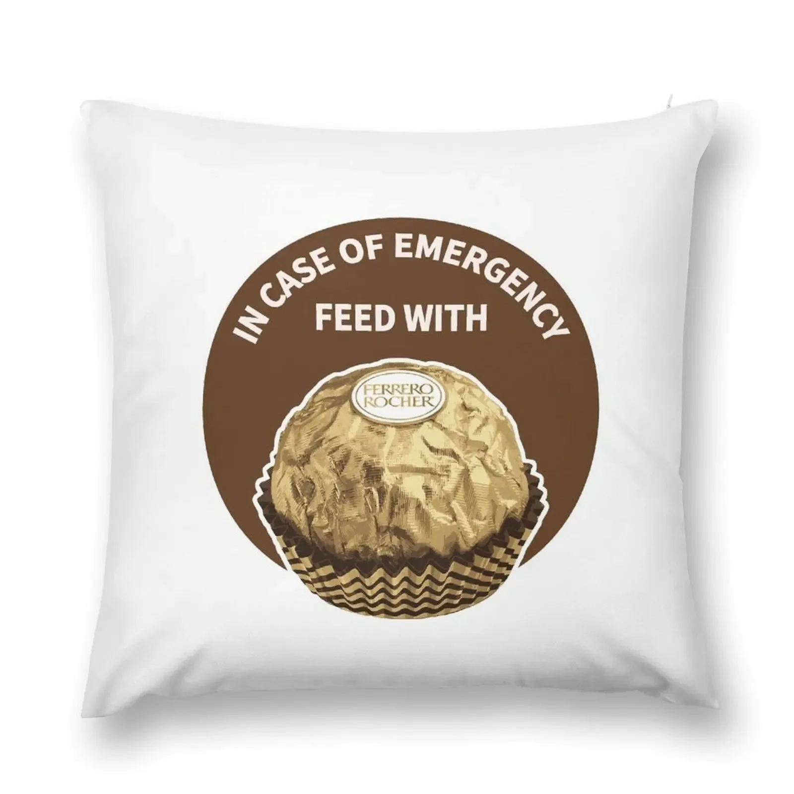 In Case Of Emergency Feed With Ferrero Rocher Throw Pillow Pillow Cases luxury throw pillow covers Christmas