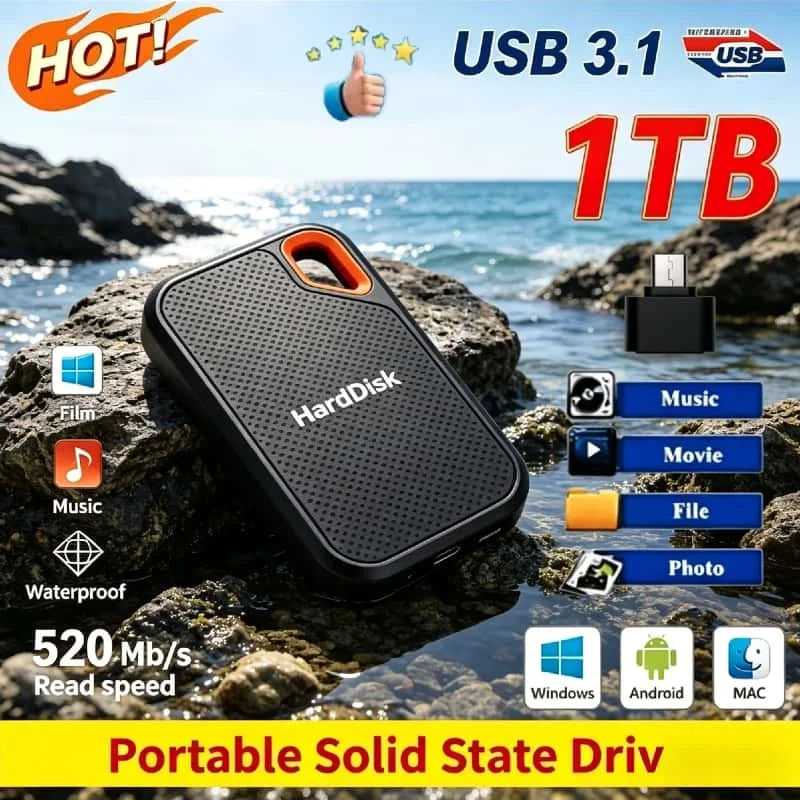 

Plug and Play E61 2TB External Solid State Drive Ultra Lightweight Pocket Sized No Driver for Windows Mac Linux Laptop Supreme