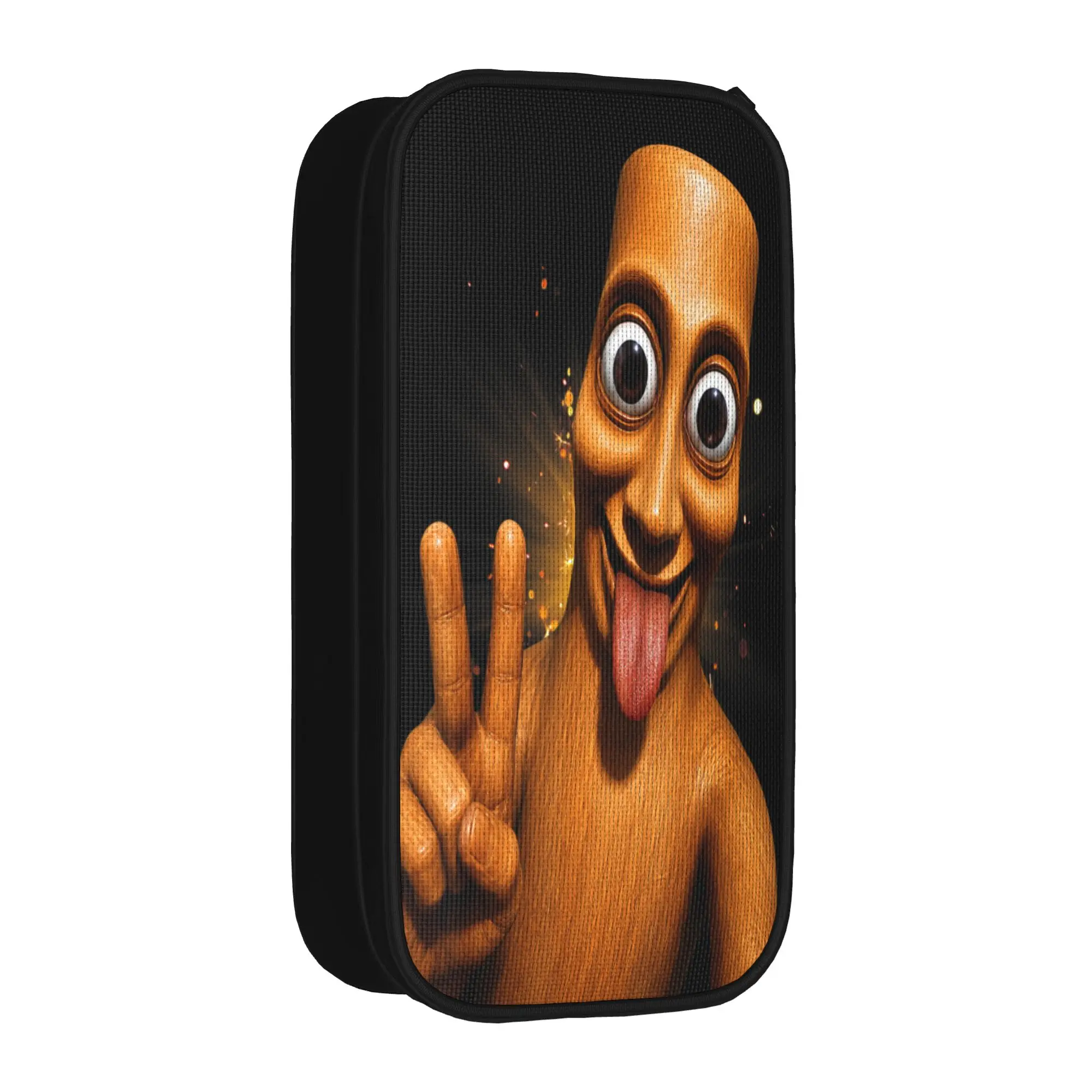 Funny Halloween Tung Tung Sahur Peace Sign Tongue Out Meme Pencil Case Boy Girl Pencil Box Print School Pencil Cases Stationery