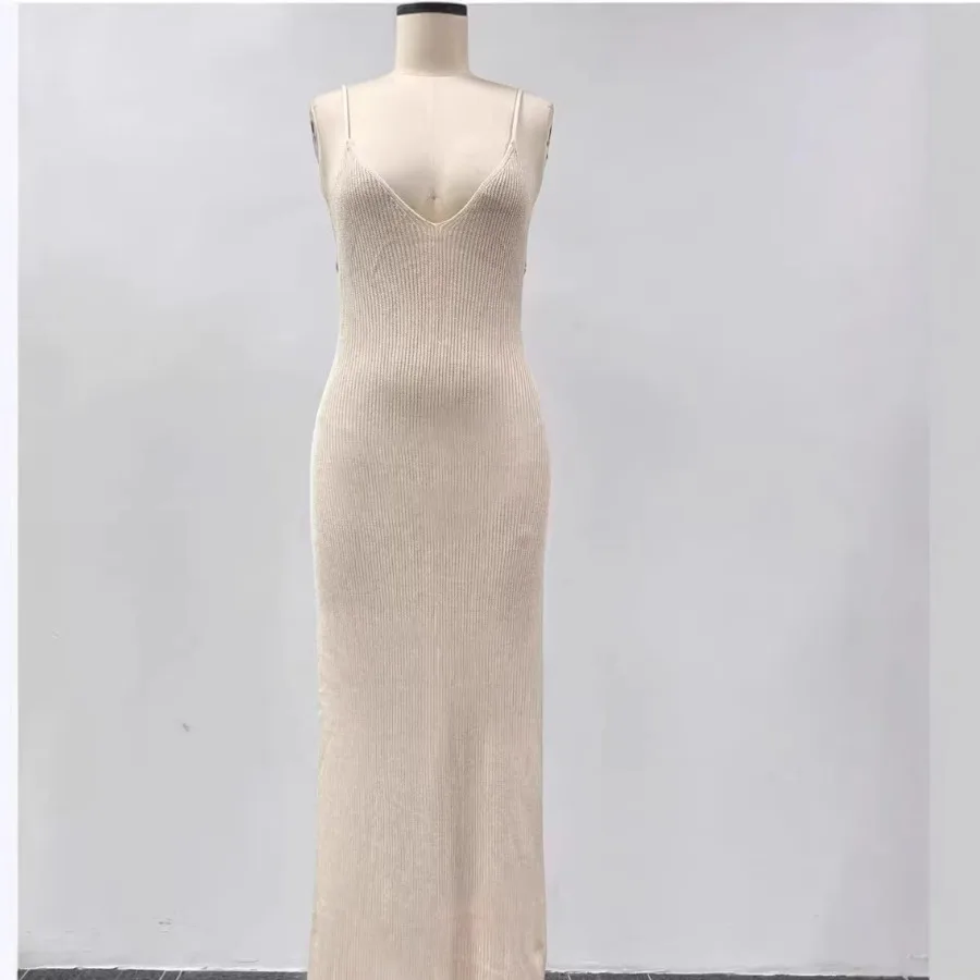 

【New style】Women's clothes new beach beautiful back sleeveless blouse hollow knitted sling dress women's summer dress