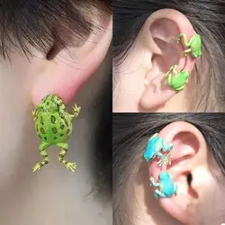 1Pair Personality Funny Creative Frog Ear Clip For Women Cute Animal Ear Studs Without Pierced Ear Bone Clip Party Gift