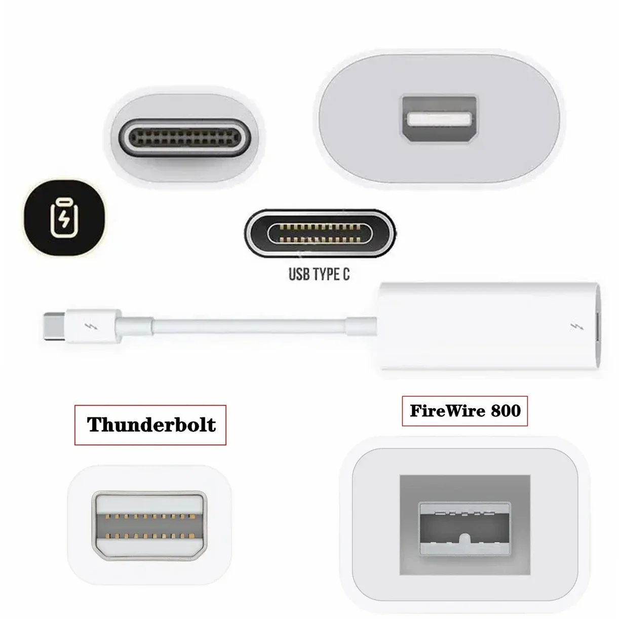 Thunderbolt 2 3 To FireWire 800 Adapter Thunderbolt 3 To Fire 1394B Suitable for Mac Computers Equipped with Thunderbolt Ports