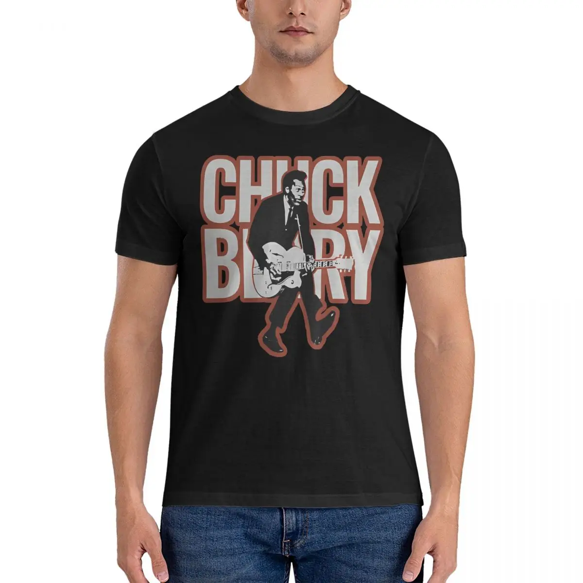 Men's graphic T-Shirts Rock Crazy Cotton Tee Shirt Short Sleeve Chuck Berry T Shirt Round Collar Clothes Gift Idea tops fugees