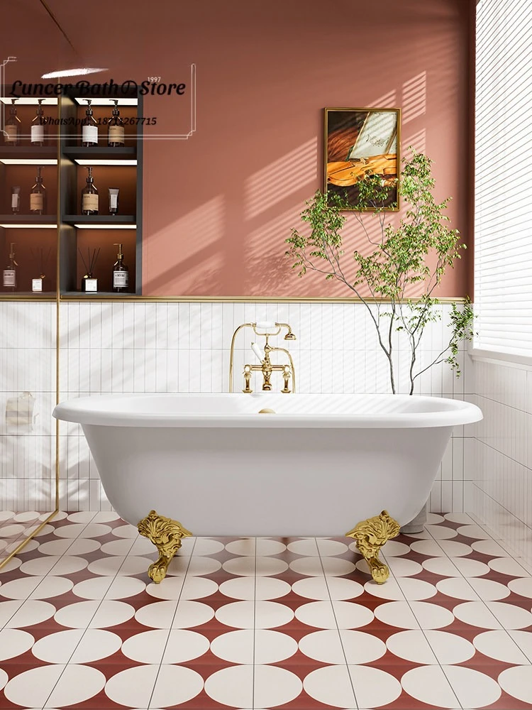 

Vintage American Oval Clawfoot Bath Tub Thick Enamel Constant Temperature Cast Iron Bathtub