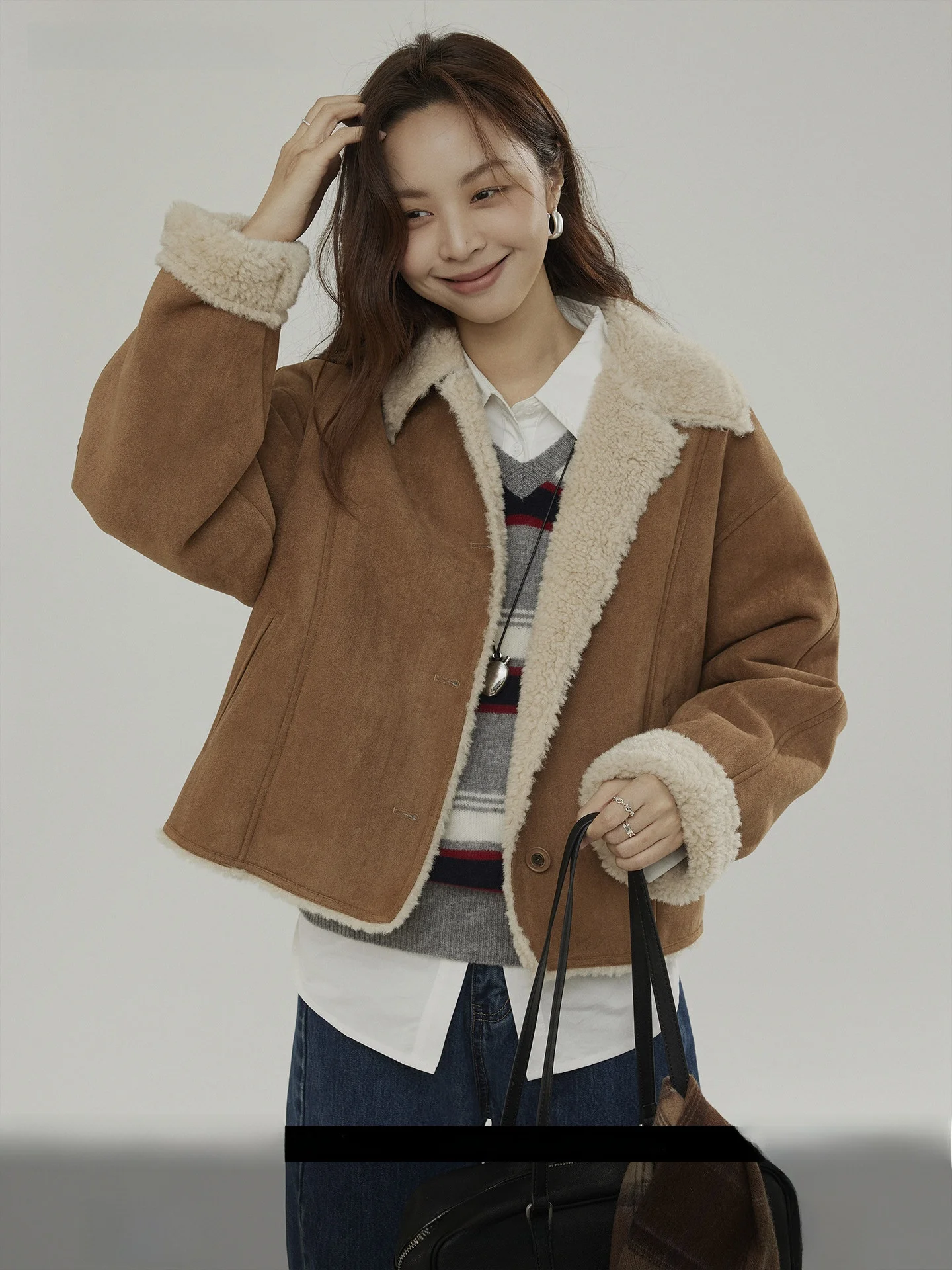 

Женская куртка Joli Choose в стиле ретро с воротником из искусственного меха, свободного кроя, премиум-качество, осенне-зимняя, повседневная, стильная.