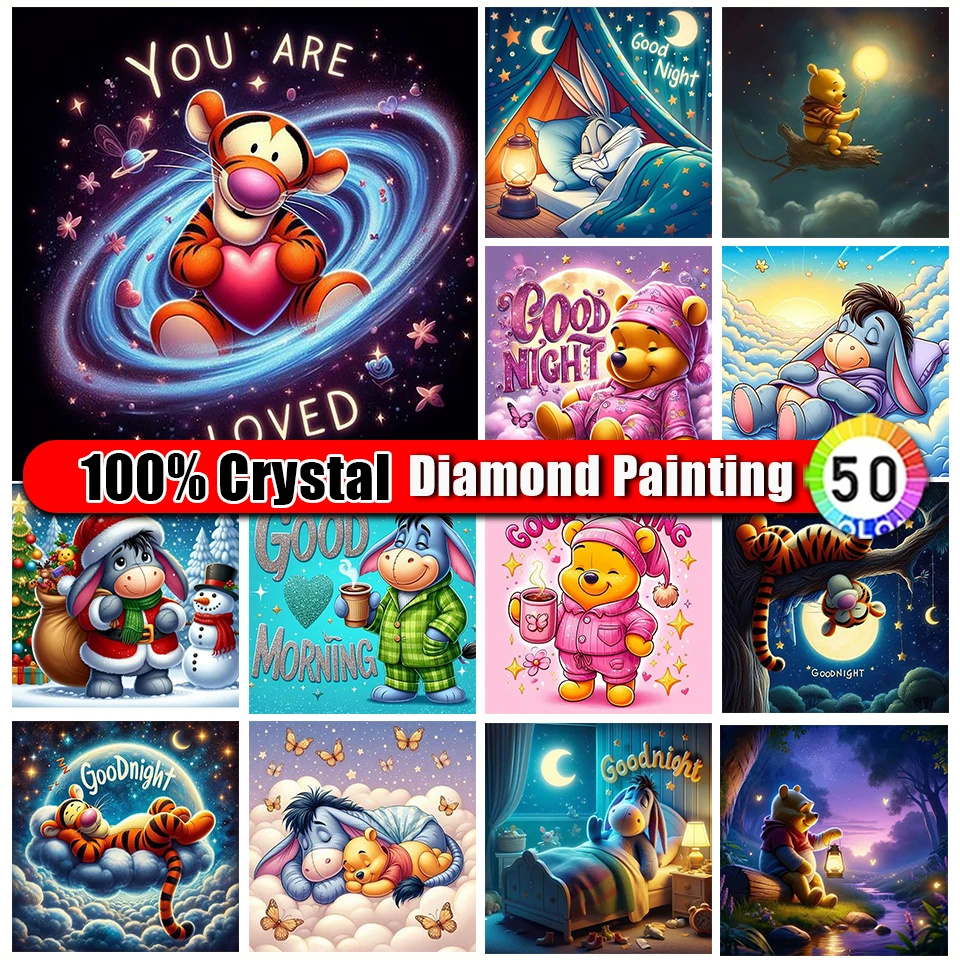 

Picture Size 100% Crystal Diamond Painting Winnie The Pooh Diamond Mosaic Cartoon Cross Stitch Embroidery DIY Holiday Gifts