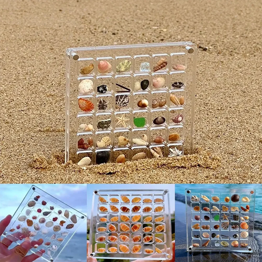 

36/64/100 Grids Clear Acrylic Magnetic Seashell Display Box Seashell Storage Box Jewelry Nail Display Cases Container Organizer