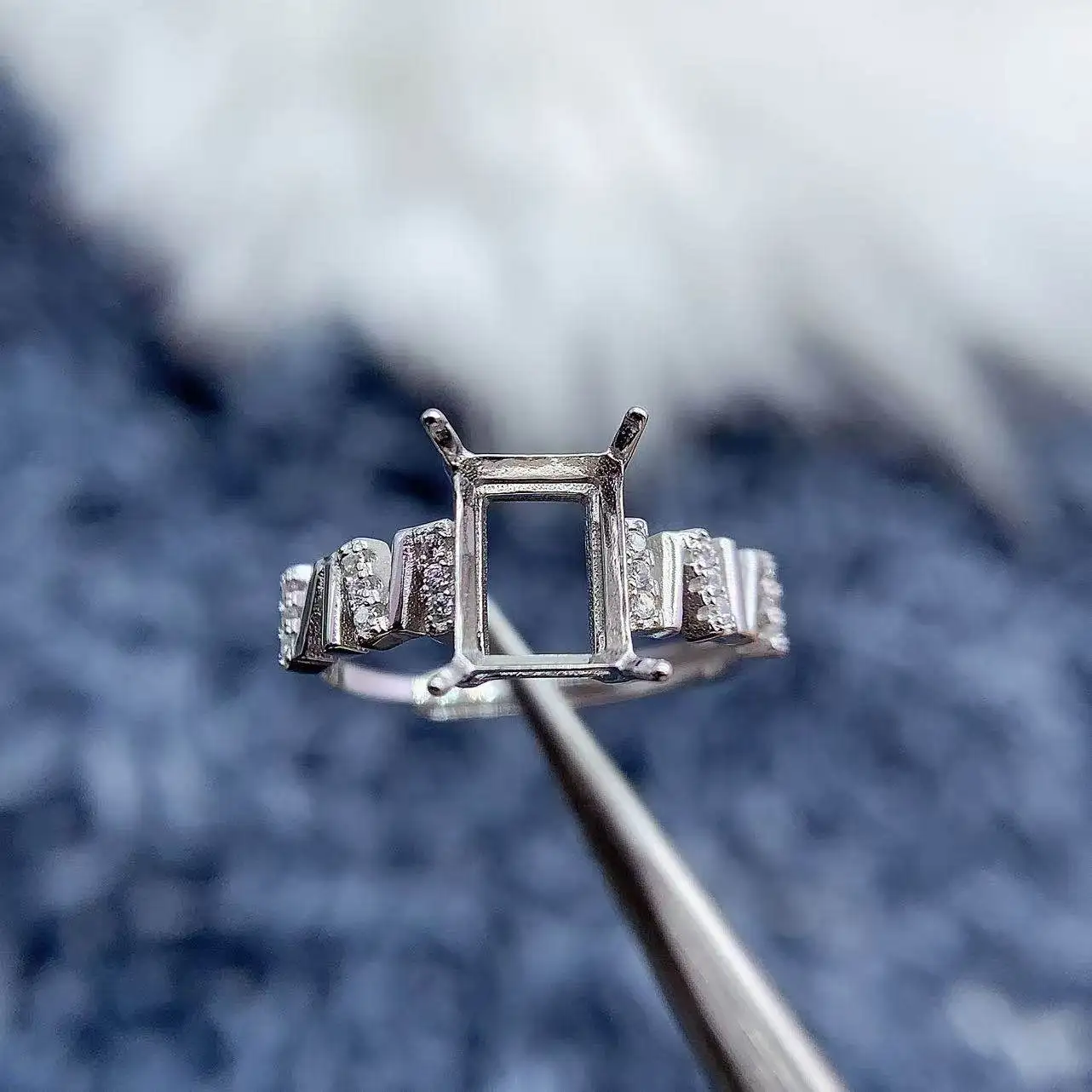 

MeiBaPJ Прямоугольная заготовка для кольца 6*8 мм из стерлингового серебра S925, для самостоятельного изготовления, женское изысканное модное роскошное украшение, оптовая продажа для свадеб и торжеств