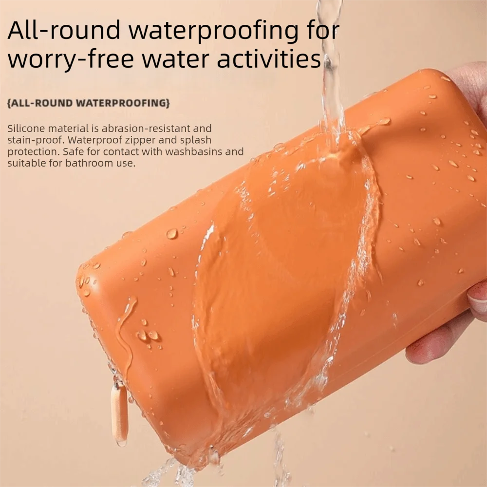 Hochwertige Silikon-Kosmetiktasche mit Großer Kapazität, Wasserdichte Reisetasche, Handtasche für Reisen – Detail 7