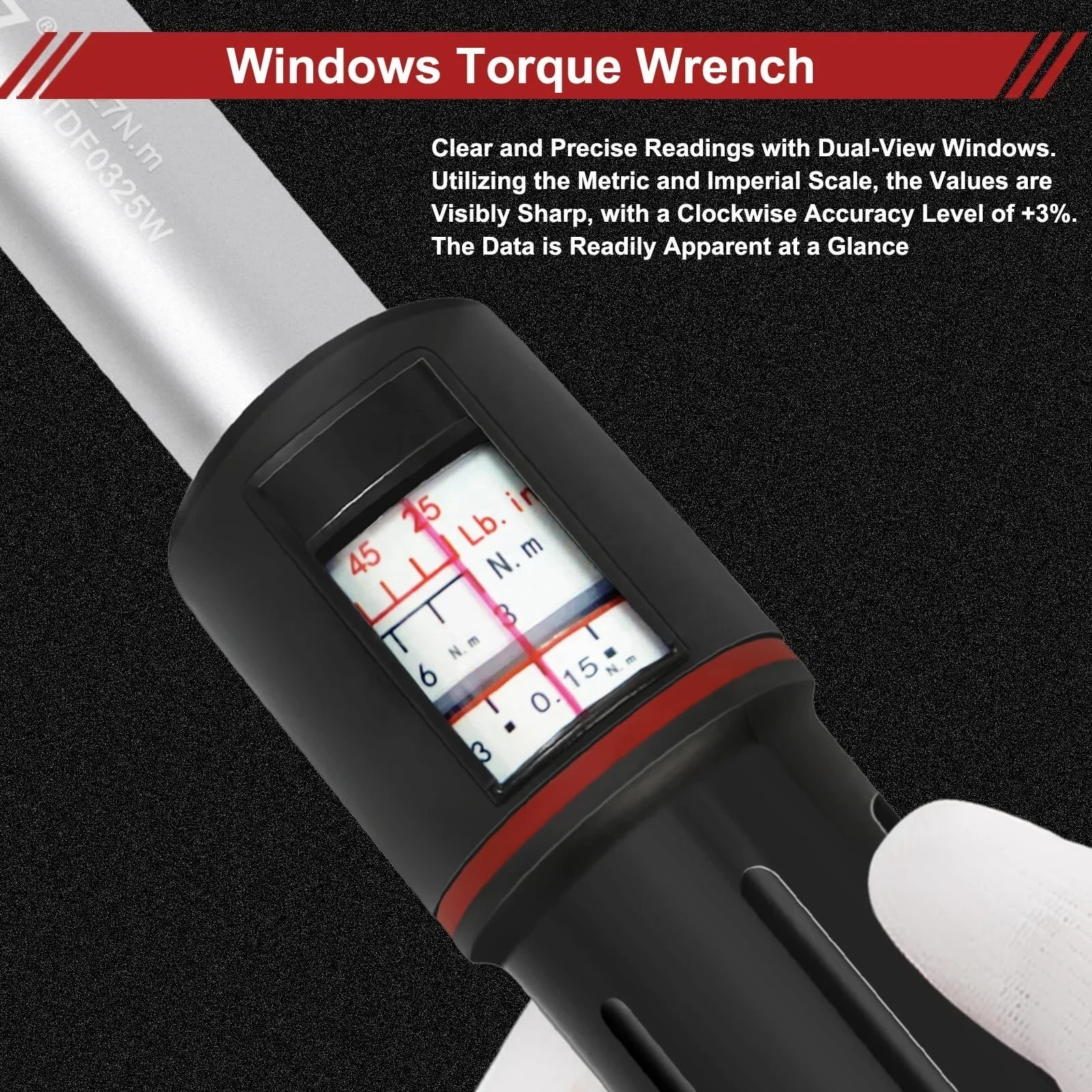 

In stock 1/4 Inch Drive, Window Style Torque Wrench 3-27 Nm With Dual Direction Adjustable