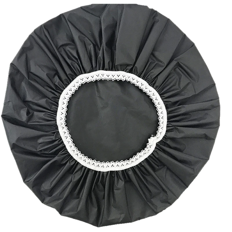 1Pcs Household Waterproof Shower Cap, Swimming Cap, Hotel Elastic Shower Cap Hair Set (Black)