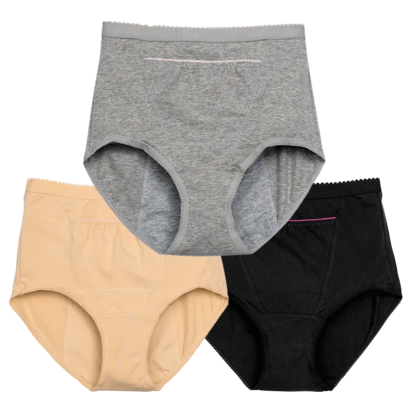 Pantalones fisiológicos menstruales para mujer, bragas de cintura alta, antifugas laterales, almohadilla térmica de algodón, bolsillo, ropa interior femenina