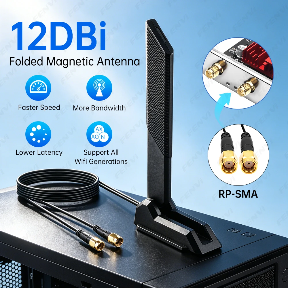 WiFi 6E 6Ghz Antenna Magnetic Foldable 2.4G/5G 12DBi High Gain External Signal Receiver Antenna For Network Card Wireless Router