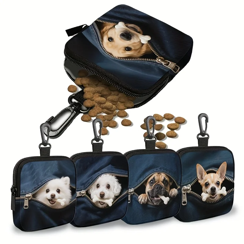

Разнообразные персонализированные сумки для дрессировки собак с принтами щенков, сумки для лакомств для собак для путешествий и прогулок на улице, с застежками-молниями, сумка-органайзер