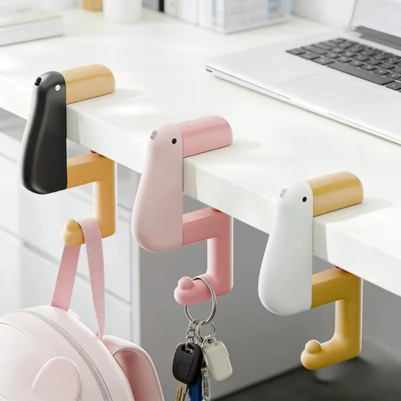 5Pcs Portable Thinking Duck Bag Hook Adjustable Desk Side Hanger Detachable Schoolbag Clip For Home Office Table Daily Use Tool