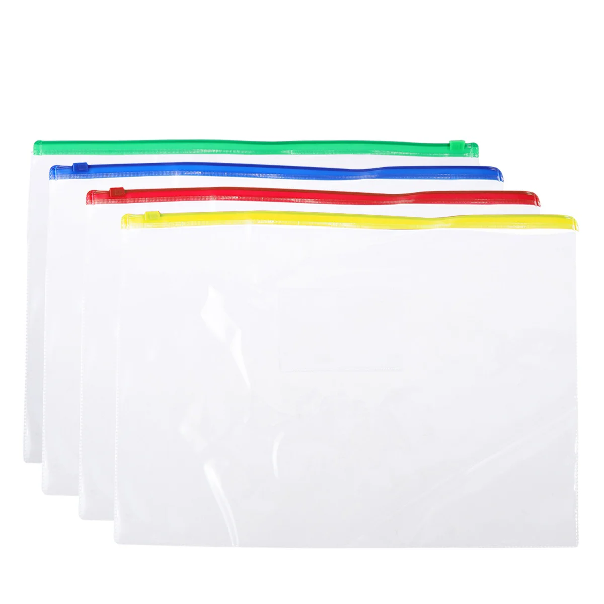 Pochettes en plastique PVC avec fermeture éclair, sacs de classement A5, documents évaluatifs, 24x18cm, rouge, jaune, bleu, vert, 40 pièces