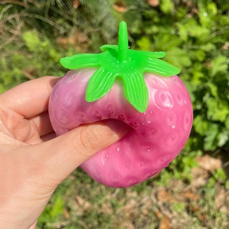Brinquedo apertar morango realista brinquedo ascensão lenta escritório brinquedo frutas 15UB