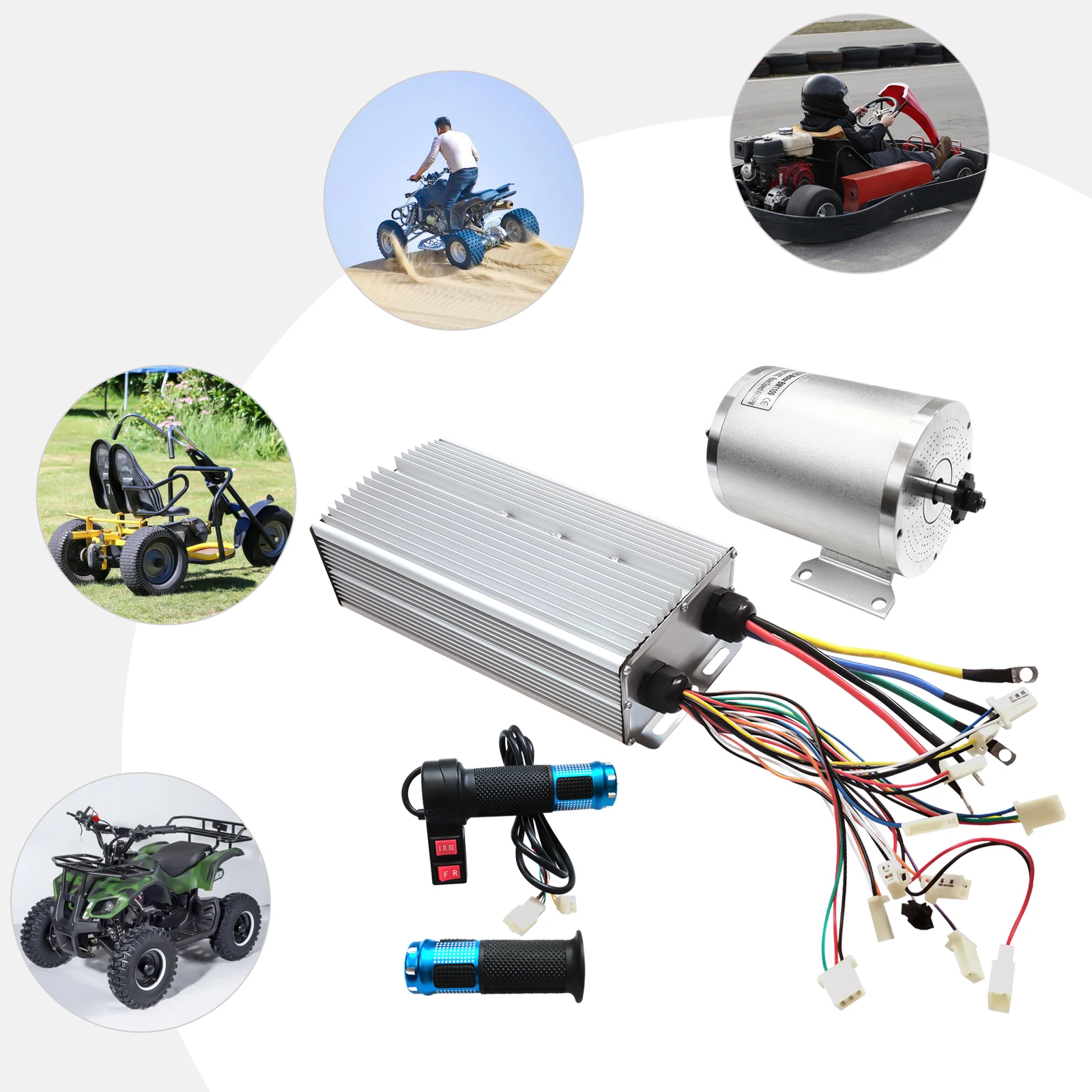 3000W 72V BLDC Brushless Motor Kit, 4900rpm-6600rpm, with 3-Speed Controller and Reverse for DIY Engine Systems