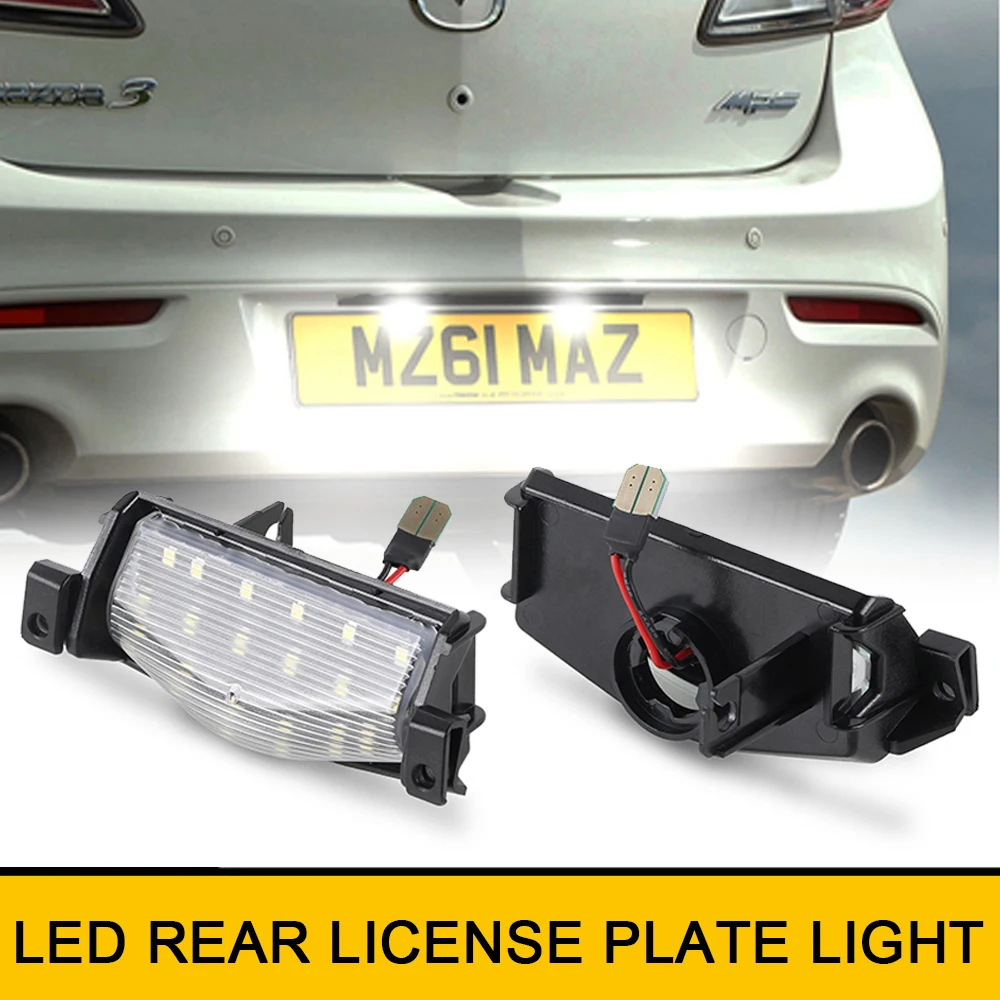 

2Pcs No Error LED Rear Number License Plate Lights For Mazda 2 Mazda 3 OEM # BS1E-51-274F Car Styling