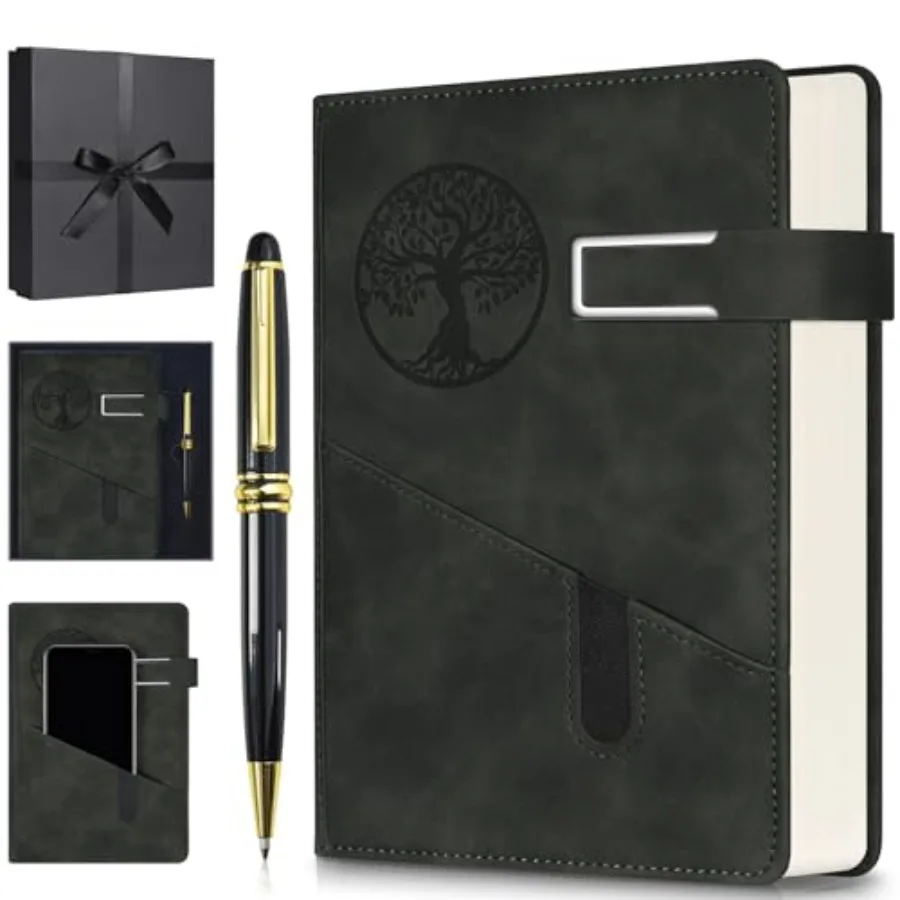 

Lined Notebook Journal for Men Women, 365 Pages Numbered College Ruled Notebook, Hardcover Leather Journal with Pen and Gift Bo