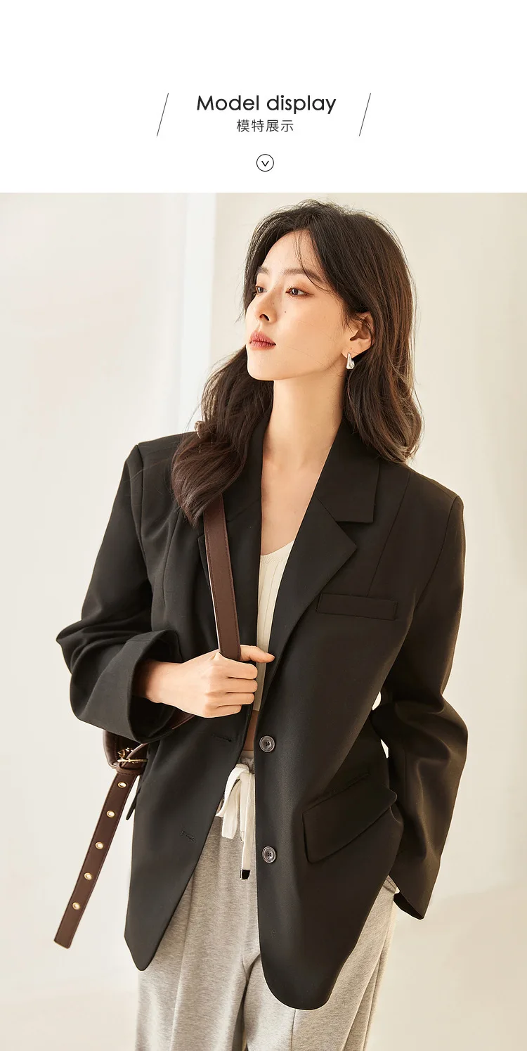 レディースブレザーコートオーバーコート女性用ダブルブレストツイードサテンラウンドレジャースプライシング秋冬ピンストライプ肩パッド入り