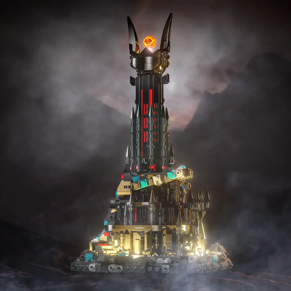 Lord Dark Tower Bauset, Magic Castle Bausteine-Set, Schlossarchitektursteine mit LED-Leuchten, Sammlungsgeschenk