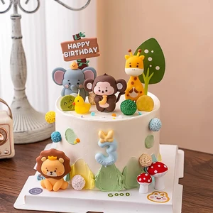 Floresta Jungle Animals Kuchen Topper Kinder 1. Geburtstagsfeier Backen Dekoration Safari Leo Elefant Macaco Giraffe Babyparty Geschenk Geschenk 10 Hauptverkaufskönig King Leao - №2