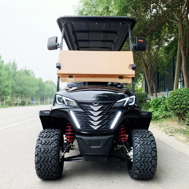 Electric Golf Cart 72V 5KW Motor Golf Car Steel Material 6 Seater Buggy With DOT CE Certificate 12 Inch Tires Folding Windshield
