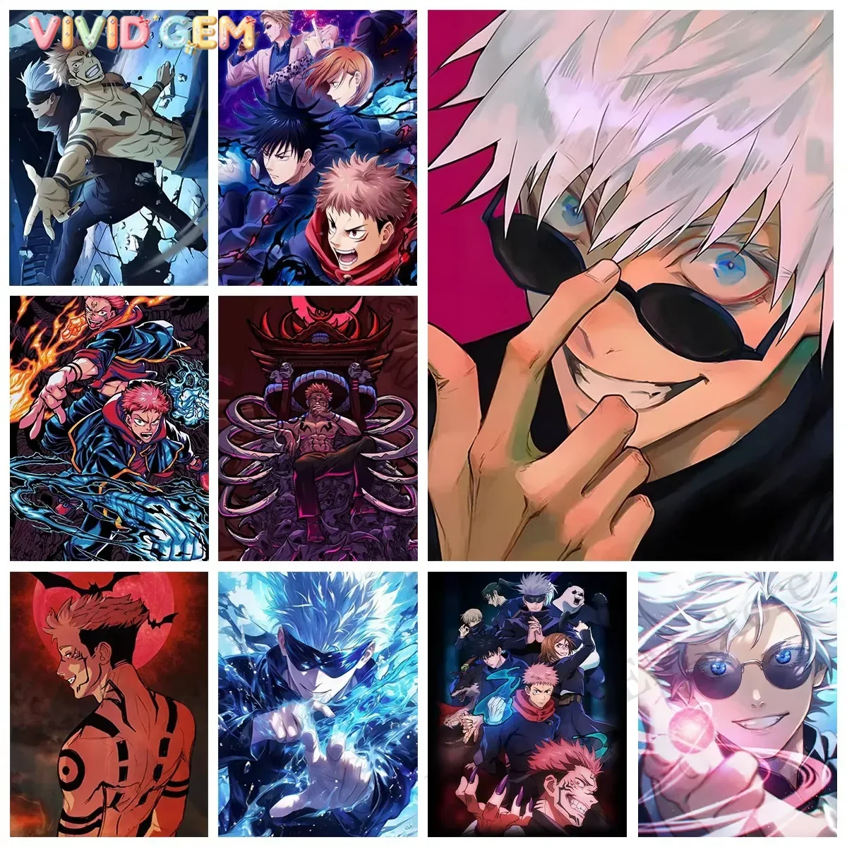 VIVID GEM Diamond Painting Jujutsu Kaisen Gojo Satoru Cartoon TV Series Diamond Mosaic Handmade Art Exquisite Creative Gift Ho