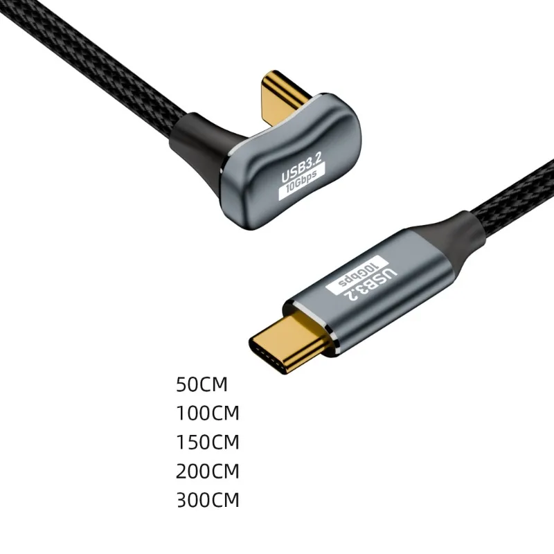 USB C타입 케이블, U 모양 고속 충전 데이터, 휴대폰 충전기 케이블, 샤오미, 삼성, 화웨이, USB-C 코드, PD100W, 180 도