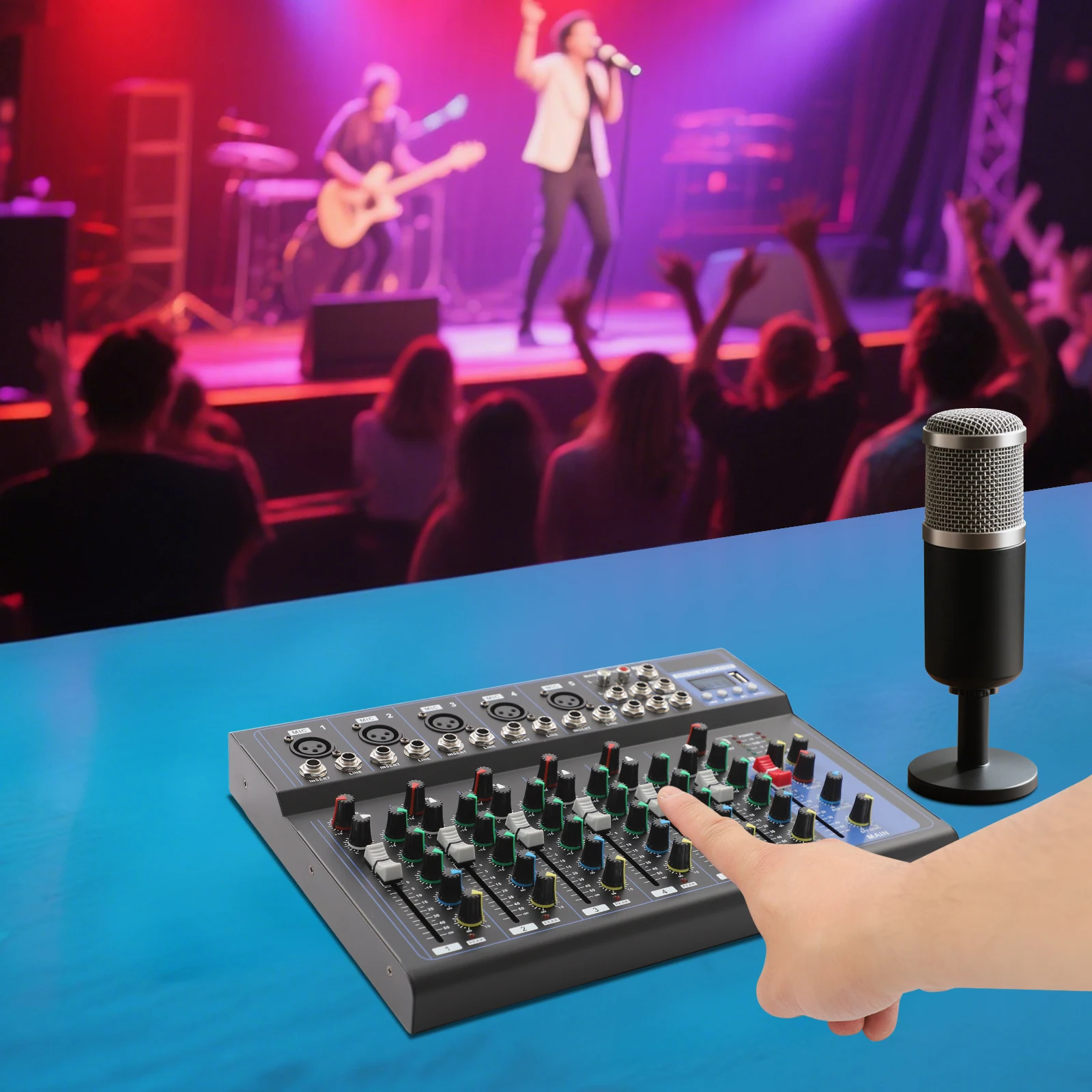 7-channel Audio Mixer Console Professional Dj Audio Mixer Dj Mixing Console For Home Ktv, Music Recording, Webcasting