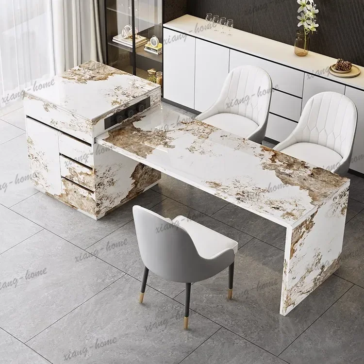Dining Table Open Kitchen Rock Slab Island Table Integrated Dining Room Cooking Bar Control Retractable Center Guide Countertop