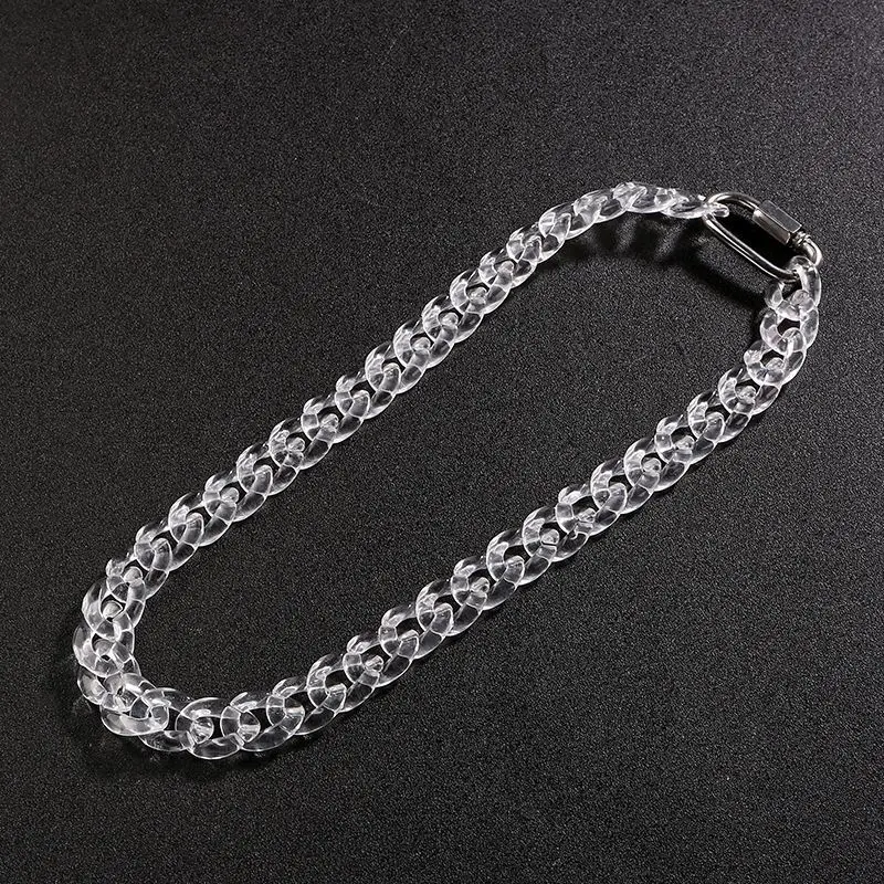 Big Clear Acrylic Jesus Piece Pendant Necklace for Women Men New Statement Spike Chain Necklace Rock Party Jewelry Hiphop Gifts