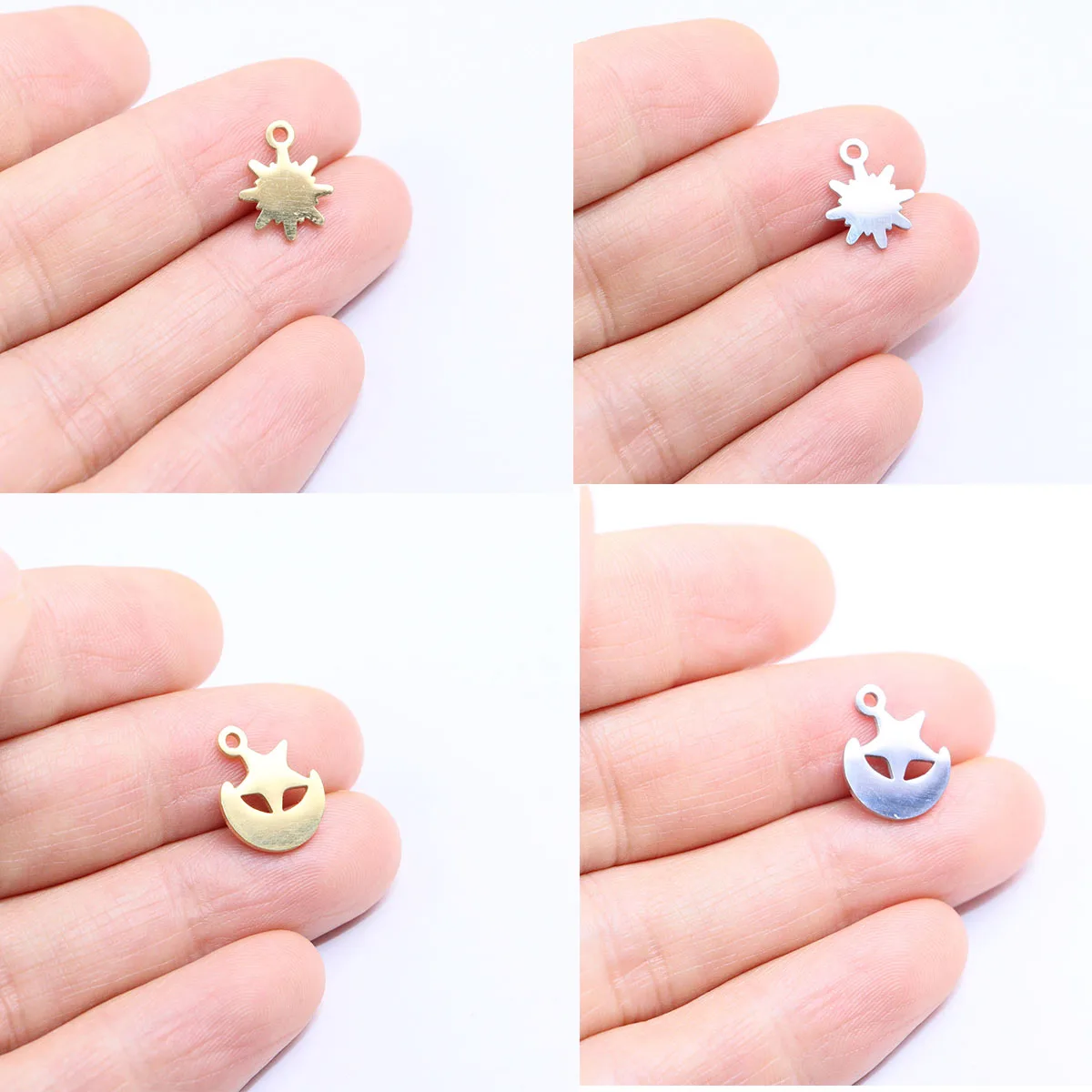 10pcs Stainless Steel Trendy Moon Star  DIY Fashion Jewelry Necklace Hand Making High Quality Vacuum Plated WaterProof
