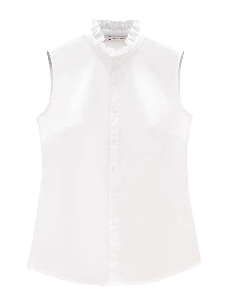 Ele Svel irt Commute Colletto rialzato in legno antietà Colore puro Primavera Sle Top dimagrante Faion da donna